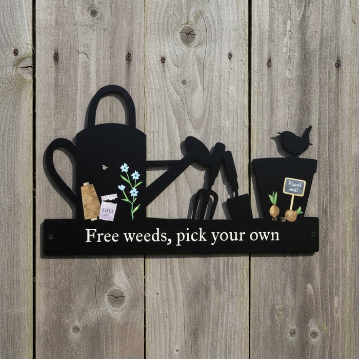 'Free weeds, pick your own' Large Garden Wall Art