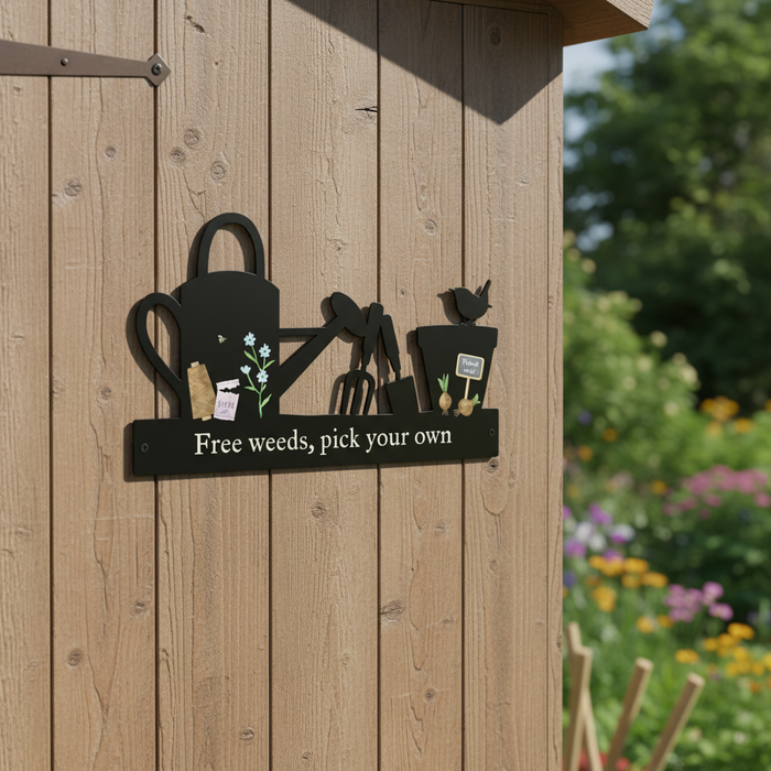 'Free weeds, pick your own' Large Garden Wall Art