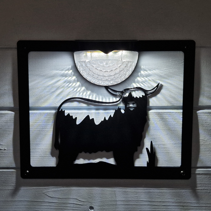 Highland Cow Solar Light Wall Plaque