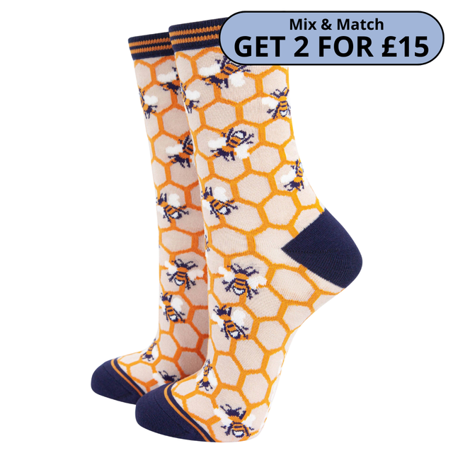 Women's Honeycomb and Bee Bamboo Socks