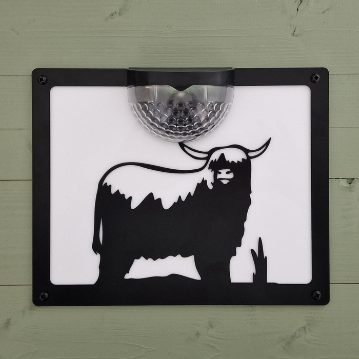 Highland Cow Solar Light Wall Plaque