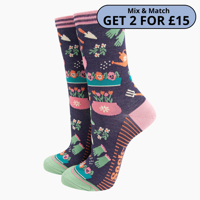 Navy Gardening Women's Bamboo Socks