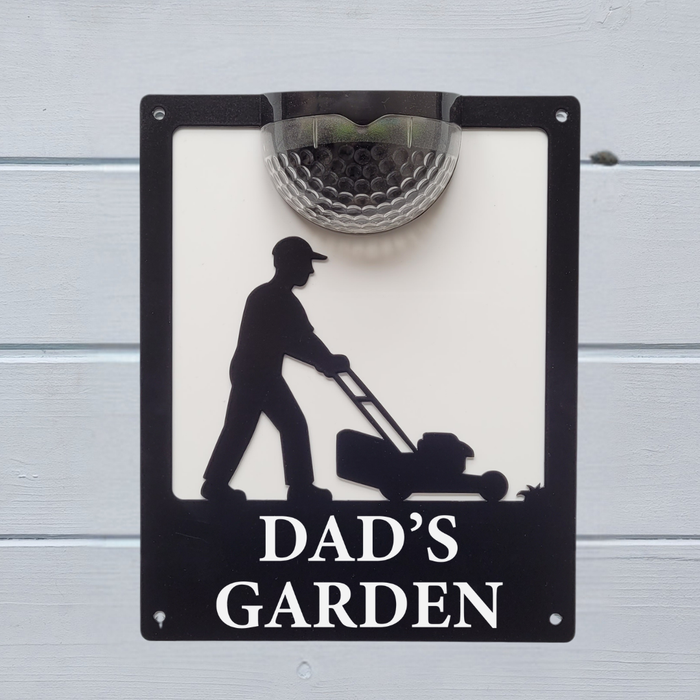 'Dad's Garden' Lawn Mower Solar Powered Light Plaque
