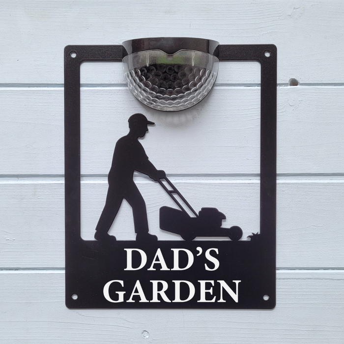 'Dad's Garden' Lawn Mower Solar Powered Light Plaque