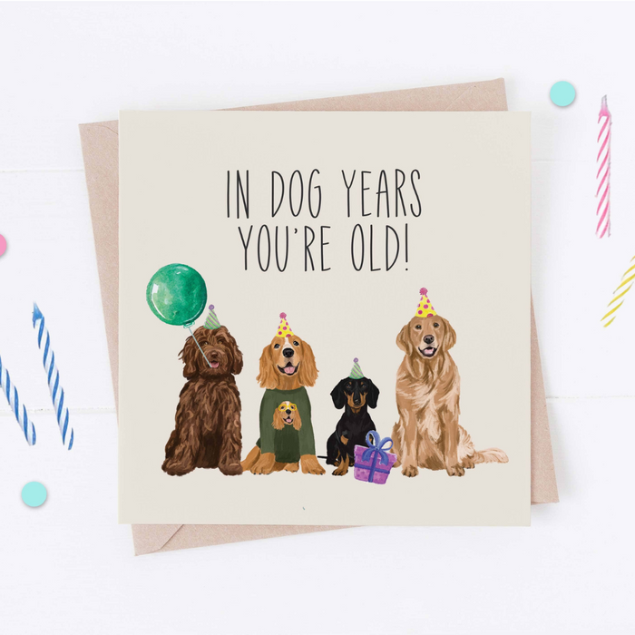 'In dog years' Birthday card