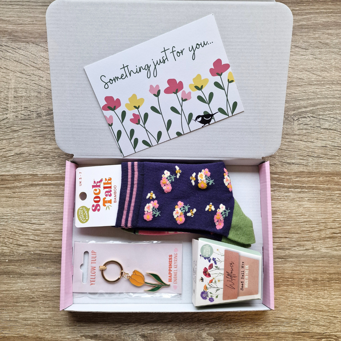 Wildflower Gift Set - Socks, Seed Balls & Tulip Keyring