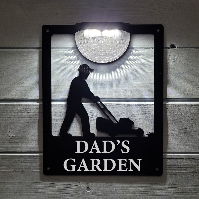 'Dad's Garden' Lawn Mower Solar Powered Light Plaque