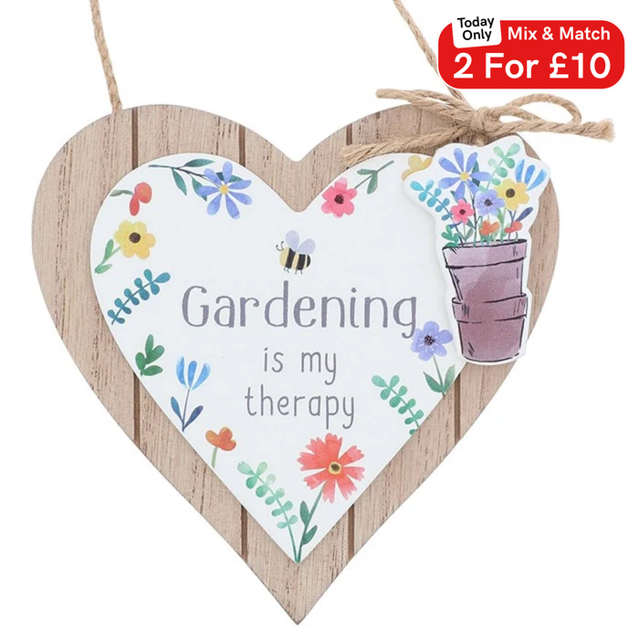 Happy Garden Heart Hanging Plaque