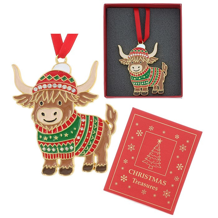 Gift boxed Xmas Treasures Cute Highland Coo