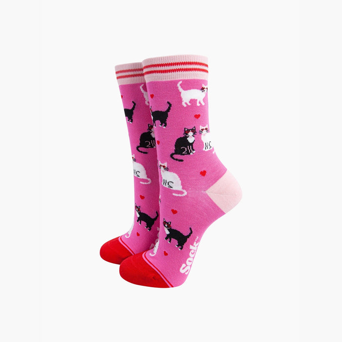 Cats in Love Pink Women's Bamboo Socks