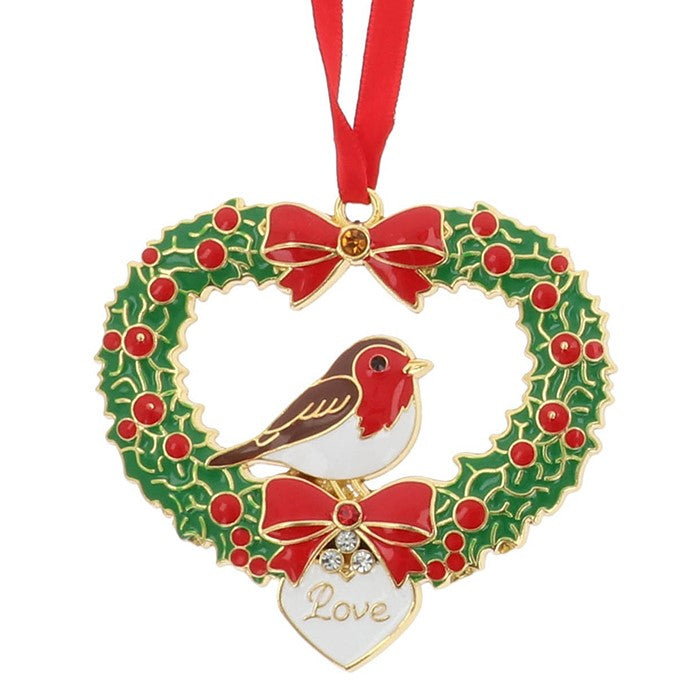 Gift boxed Xmas Treasures Robin Wreath