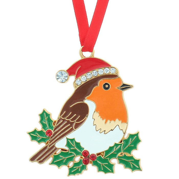 Gift boxed Xmas Treasures Robin Santa Hat