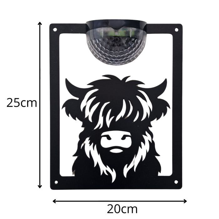 Highland Cow Calf Solar Light Wall Plaque