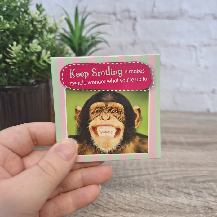 'Keep Smiling' Grinning Chimp Fridge Magnet