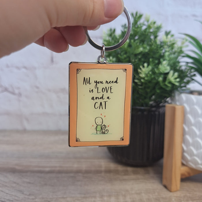 'All you need is love and a cat' Keyring