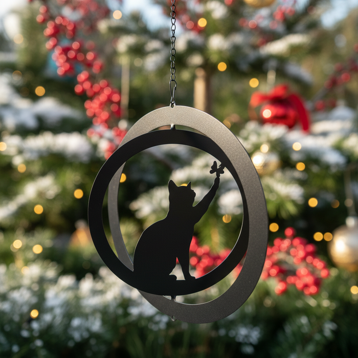 Cat Hanging Silhouette Orbit Spinner