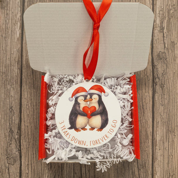 Gift-boxed Christmas Penguins Decoration (You Can Personalise Me!)