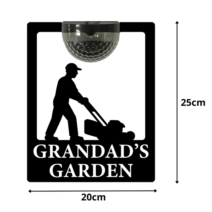 'Grandad's Garden' Lawn Mower Solar Powered Light Plaque