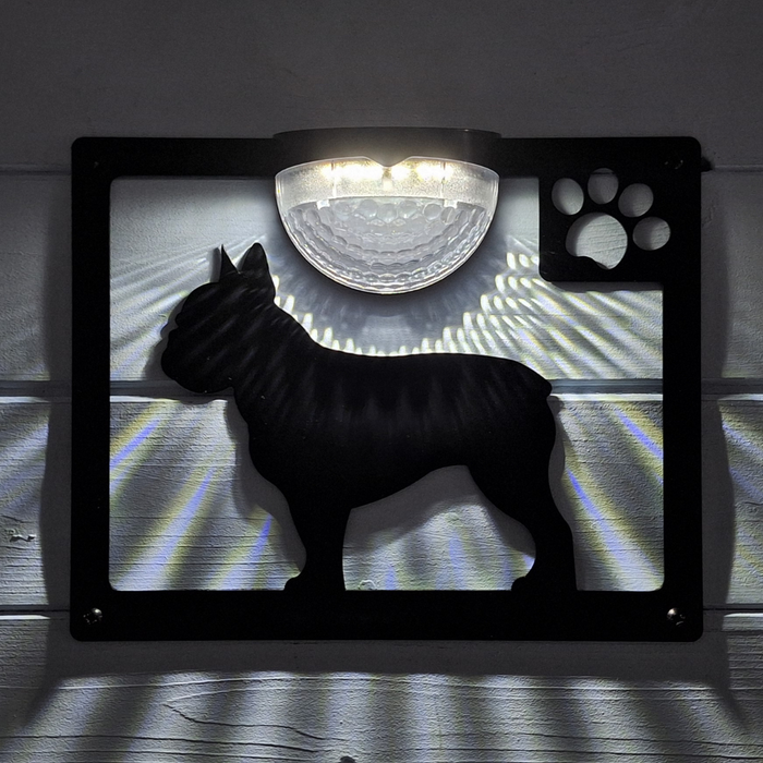 French Bulldog B Solar Light Wall Plaque