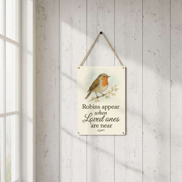 Robins Appear Metal Sign 25cm
