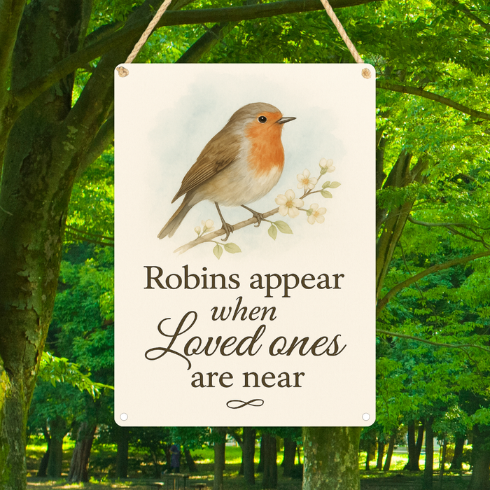 Robins Appear Metal Sign 25cm