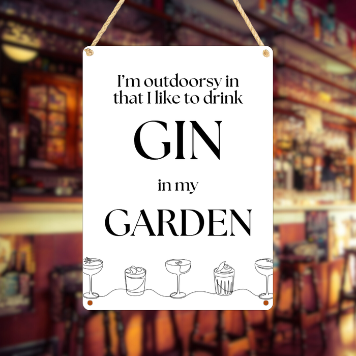 Gin Garden Metal Sign 25cm
