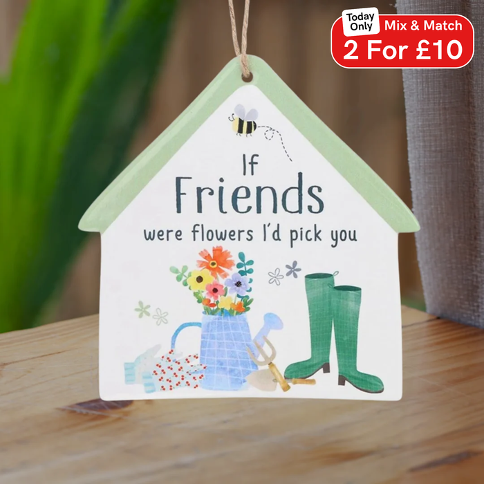 Happy Garden Friends Hanging House Sign