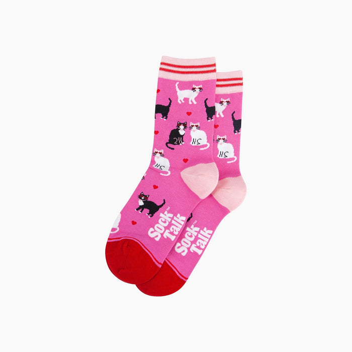 Cats in Love Pink Women's Bamboo Socks