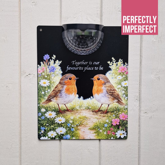 IMPERFECT - Together Robins Solar Light Wall Plaque