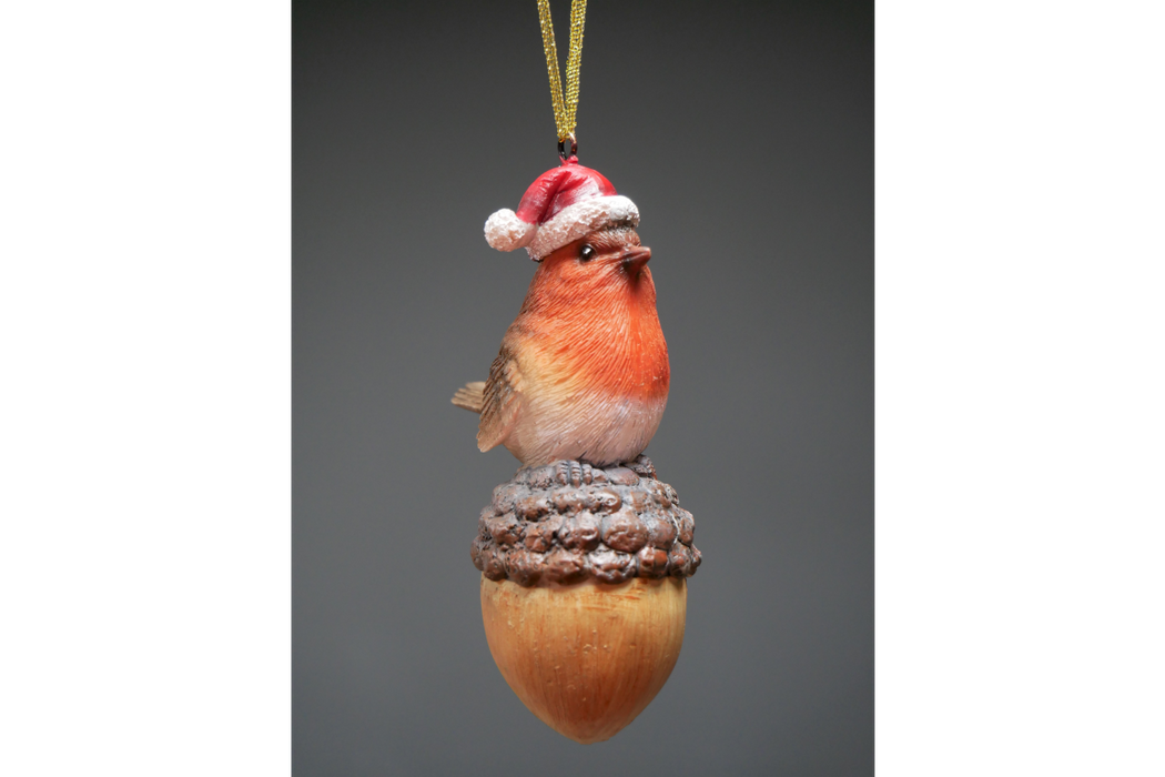 Large Robin On Acorn Tree Decoration