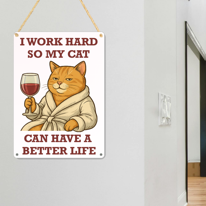 Cat Better Life Metal Sign 25cm