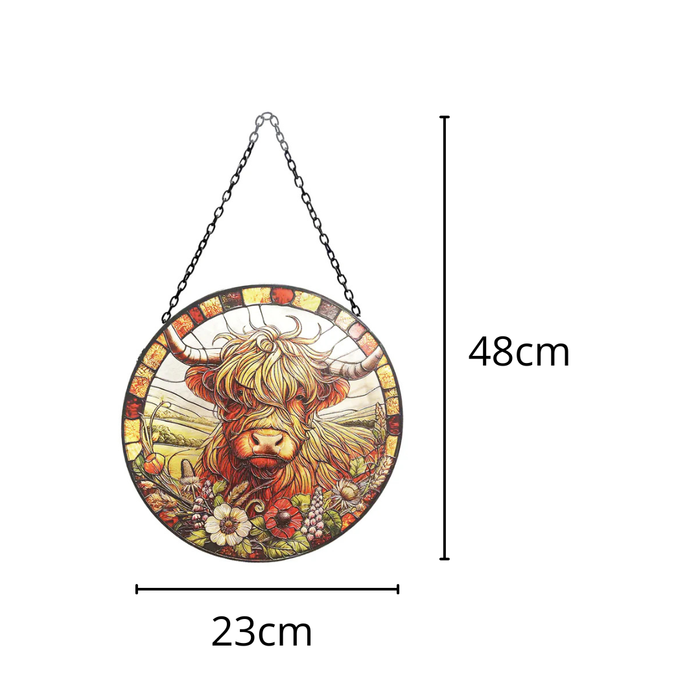 Stained Glass Highland Cow Suncatcher