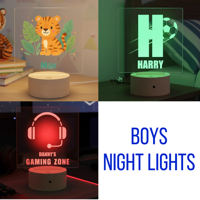 Boys' LED Night Light (3 Personalised Designs to Choose From)
