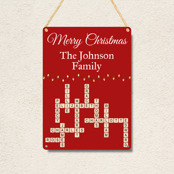 Family 'Merry Christmas' Metal Sign (You Can Personalise Me!)