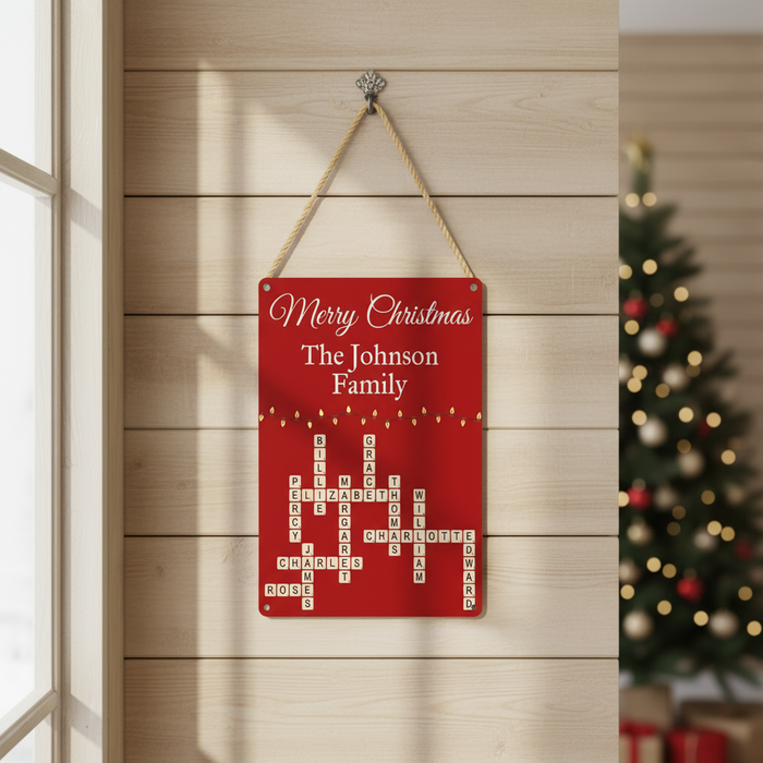 Family 'Merry Christmas' Metal Sign (You Can Personalise Me!)