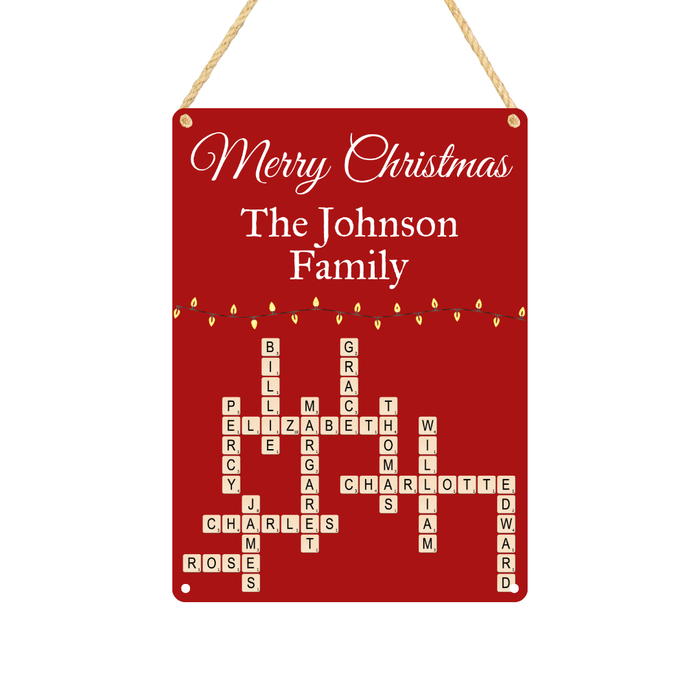 Family 'Merry Christmas' Metal Sign (You Can Personalise Me!)