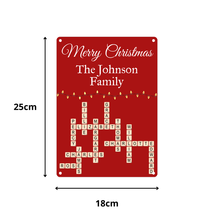 Family 'Merry Christmas' Metal Sign (You Can Personalise Me!)