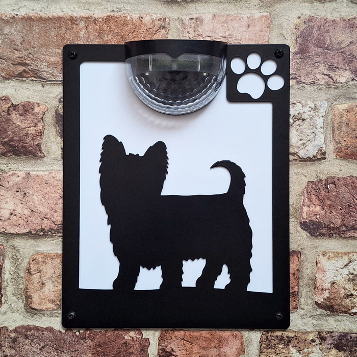 Yorkshire Terrier Dog Solar Light Wall Plaque