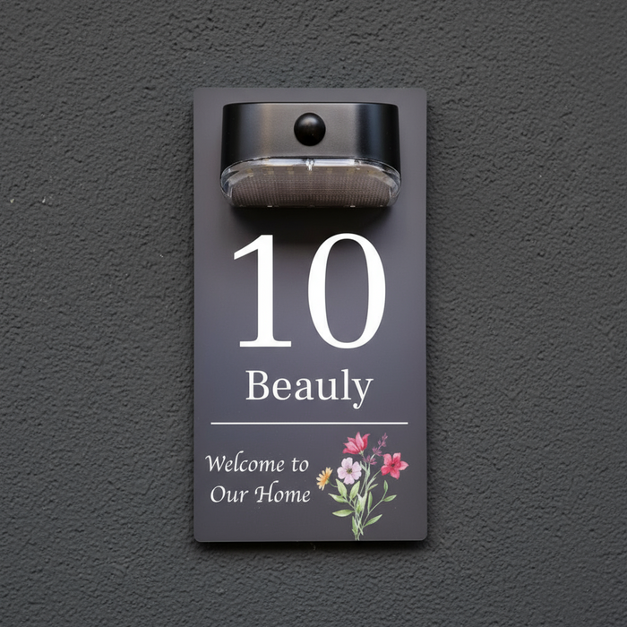 'Welcome to Our Home' Motion Sensor Solar House Name Sign