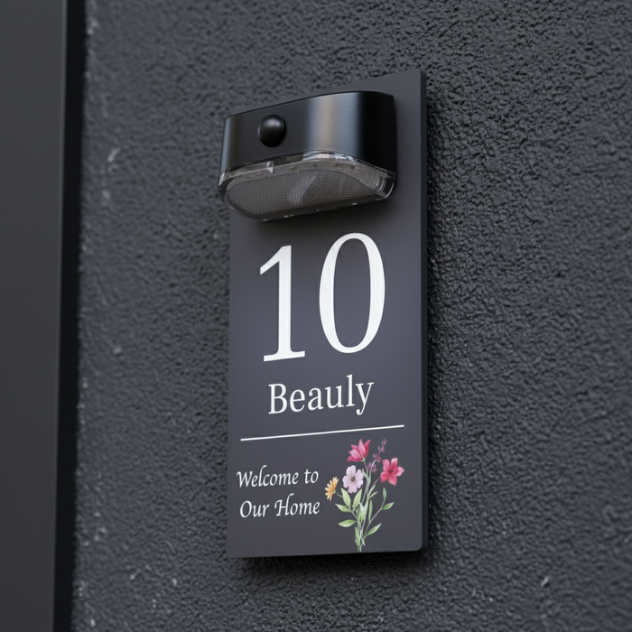 'Welcome to Our Home' Motion Sensor Solar House Name Sign