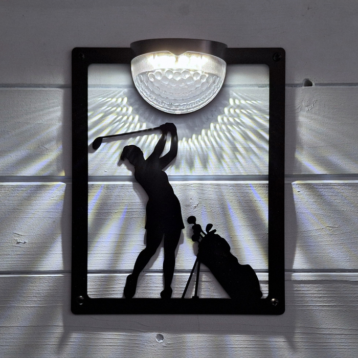 IMPERFECT- Female Golfer Solar Light Wall Plaque