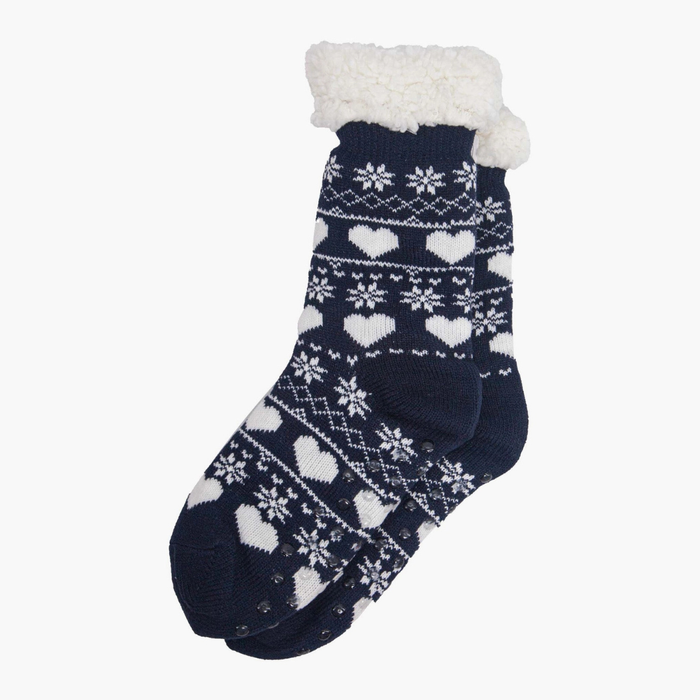Women's Long Slipper Socks- Navy