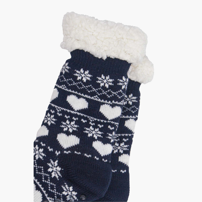 Women's Long Slipper Socks- Navy