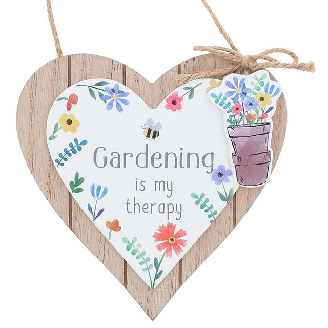 Happy Garden Heart Hanging Plaque