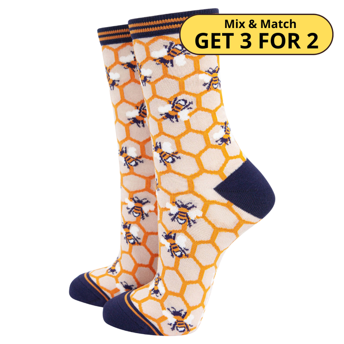 Women's Honeycomb and Bee Bamboo Socks