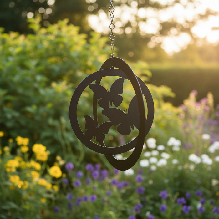 Butterfly Hanging Silhouette Orbit Spinner (Spins at Fixed 90°)
