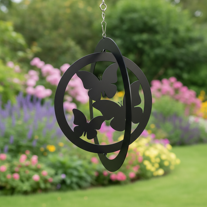 Butterfly Hanging Silhouette Orbit Spinner (Spins at Fixed 90°)