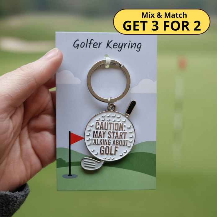 Caution, may start talking about golf keyring