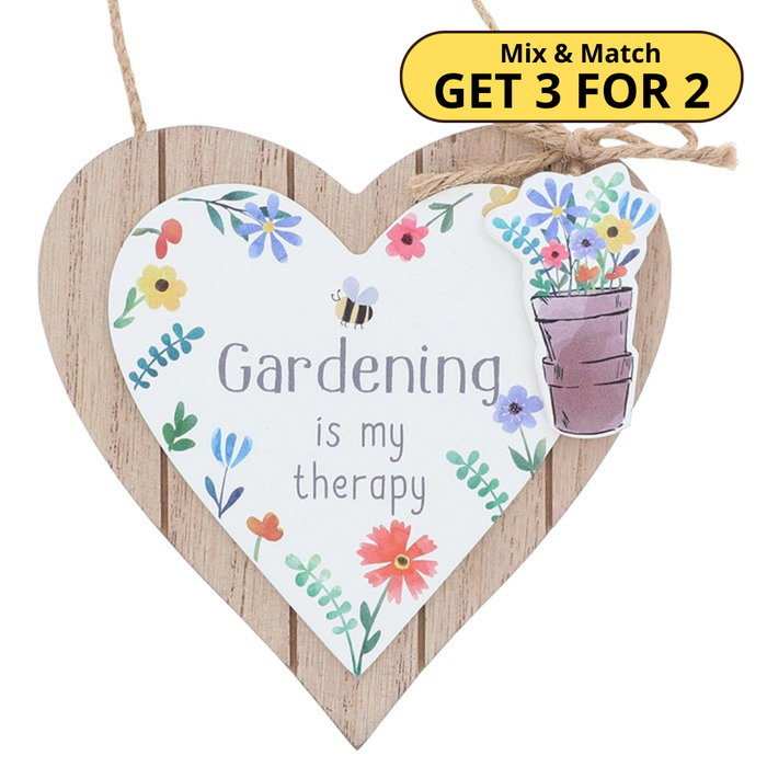 Happy Garden Heart Hanging Plaque