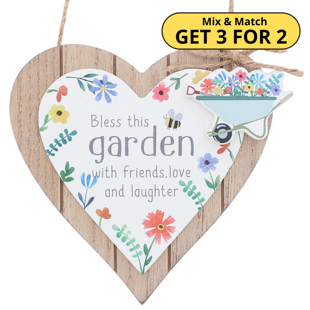 Bless this Garden Happy Hanging Heart